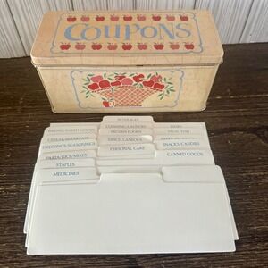 Vintage 1989 Current Inc Autumn Apples Coupon Tin Organizer Dividers Cottagecore